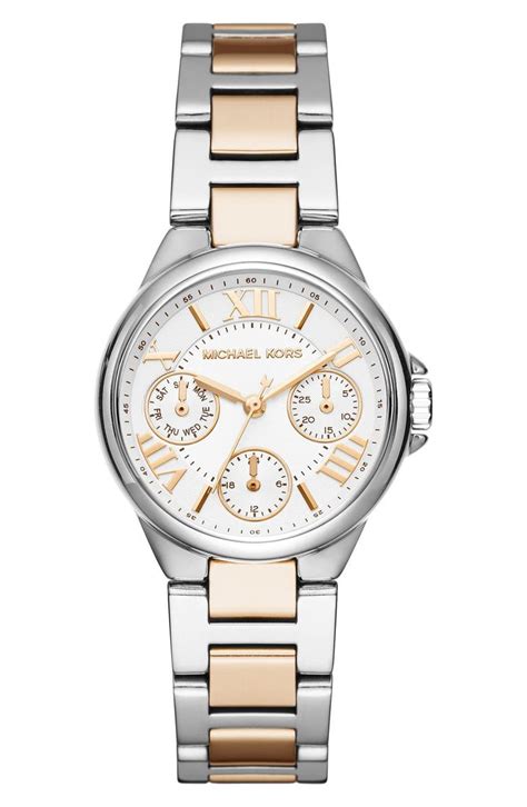 michael kors mini camille two tone watch|Michael Kors camille pave watch.